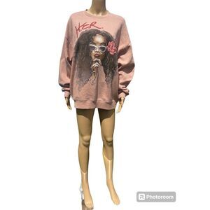 HER Graphic Pullover Stylish Sweatshirt - Trendy Peach Crewneck - Unisex Casual